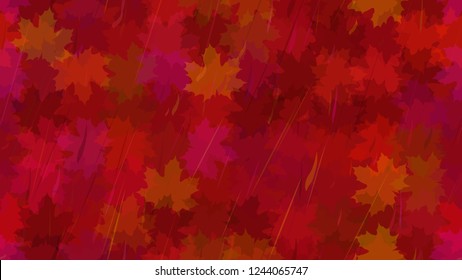 Flying maple leaves, spray of rain. Autumn background. The idea of design of tiles, wallpaper, packaging, textiles, background.