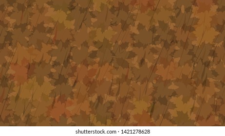 Flying maple leaves, spray of rain. Autumn background. The idea of design of tiles, wallpaper, packaging, textiles, background.