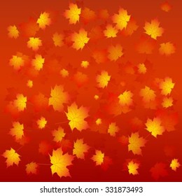 Flying maple leaves. Vector background