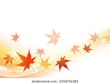 Flying maple leaves and waves, vector illustration