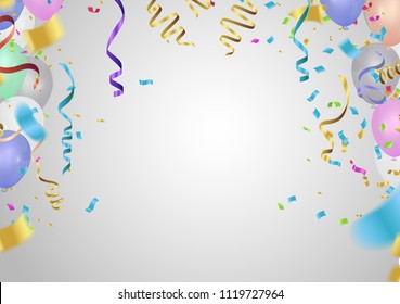 Flying Mega Set of colorful, shiny, holiday balloons isolated. Party decorations for birthday, anniversary, celebration,vector illustrator EPS 10