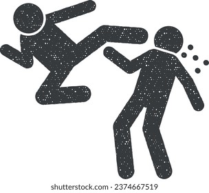 Ilustración vectorial del icono de la sangre de los hombres voladores en el estilo del sello