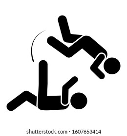 Flying men kick icon. Simple pictogram of fighting icons for ui and ux, website or mobile application