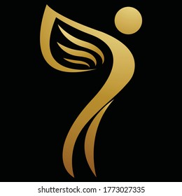 flying men logo, wings logo,golden flying