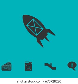 Flying message icon flat. Simple vector symbol and bonus icon