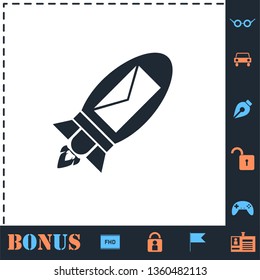 Flying message. Perfect icon with bonus simple icons