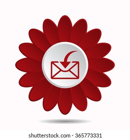 flying message  template  icon, vector illustration. Flat design style, flower icon