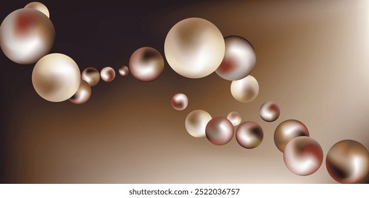 Flying metal balls of different sizes on a gradient background. creative background