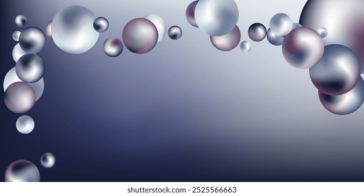 Flying metal balls of different sizes on a gradient background. creative background