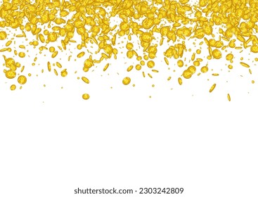 Flying Metal Jackpot Vector White Background. Golden Finance Rich Poster. Gold Money Brochure. Fall Dollar Template.