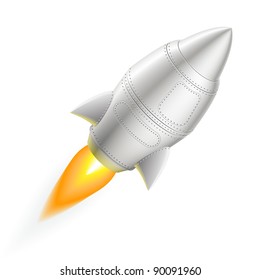 Flying metal rocket - EPS 8 vector icon