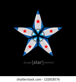The Flying metal rocket with red stars vector illustration