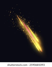 Flying meteor, comet, space object. Vector illustration.