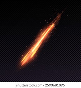 Flying meteor, comet, space object. Vector illustration.