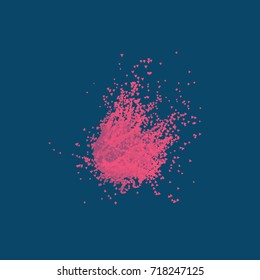 Flying meteor. Cosmic object. Array with dynamic emitted particles. Futuristic design. Abstract background. 3D Vector illustration.