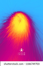 Flying meteor. Cosmic object. Futuristic design. Abstract background. 3D Vector illustration.