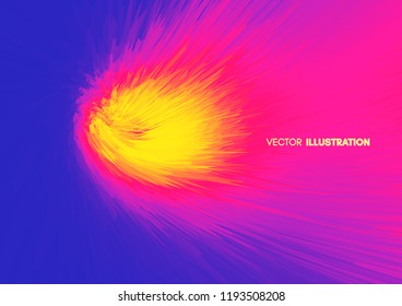 Flying meteor. Cosmic object. Futuristic design. Abstract background. 3D Vector illustration.