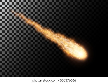 Flying meteor, cosmic object. Vector illustration.