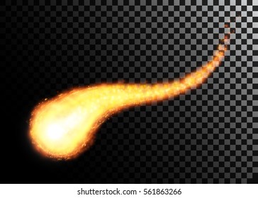 Flying meteor, cosmic object. Vector illustration.