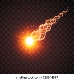 Flying meteor, cosmic object. Vector illustration.