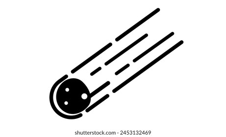 Emblema de meteoro volador, silueta aislada negra