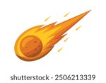 Flying meteor flat vector illustration on white background.