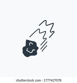 Fliegendes Meteorsymbol einzeln auf sauberem Hintergrund. Fliegendes Meteorsymbol-Icon Zeichensymbol im modernen Stil. Vektorgrafik für Ihr Web-Logo-App UI-Design.