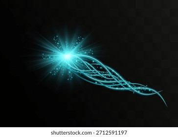 Flying meteor on dark background. Cosmos, comet, asteroid. Vector illustration. Eps 10