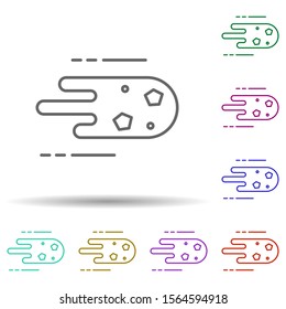 Flying meteorite multi color icon. Simple thin line, outline vector of speed icons for ui and ux, website or mobile application