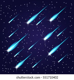 Flying meteors. Vector illustration.