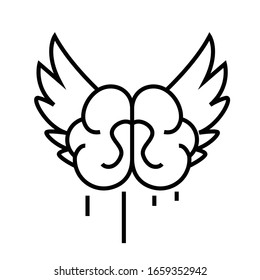 Icono de línea de mente volante, signo de concepto, ilustración de vector de contorno, símbolo lineal.