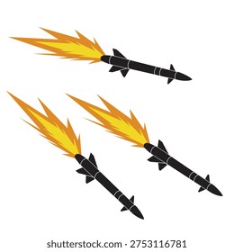 Flying Missile Rocket With Fire Trail Attack Motion Set