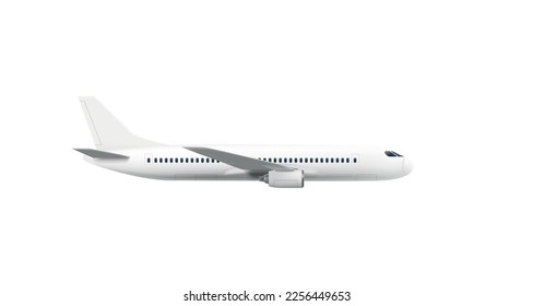 Flying modern airplane isolated on white background. Travel concept. 3d vector illustration