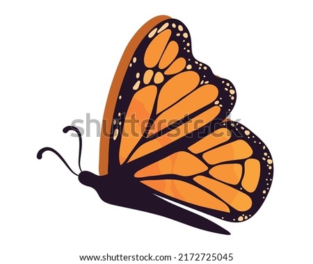 flying monarch butterfly icon flat isolated