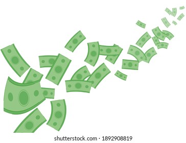 Flying money background vector illustration cartoon flat design