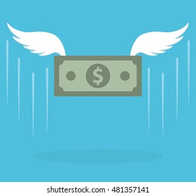 Flying money bill with wings icon