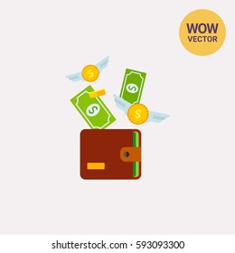 Flying Money And Wallet Icon