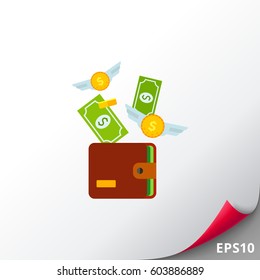 Flying Money and Wallet Icon