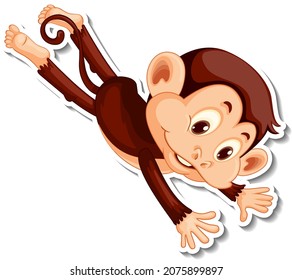 Flying Monkey Cartoon Character Sticker Illustration