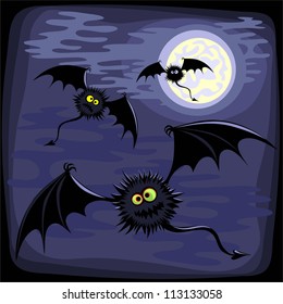 Flying monsters in the moonlight