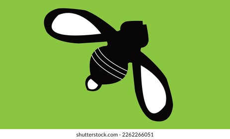Fliegende Mückenvektorgrafik auf grünem Hintergrund.