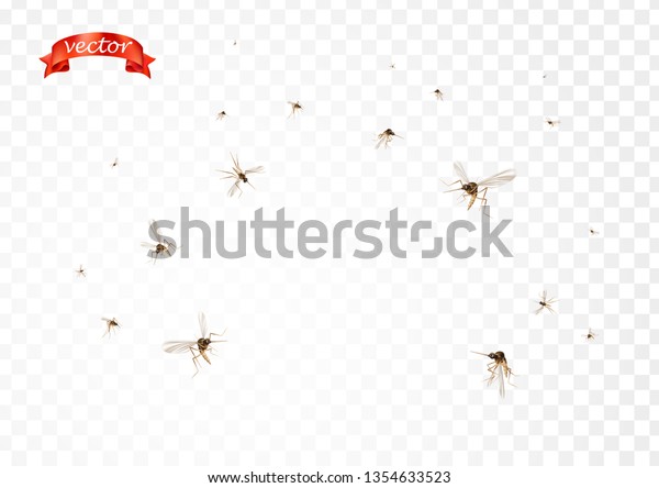飛ぶ蚊が空中に群がる 虫の蚊 蚊 虫よけの油のイラスト スプレー パッチ広告 ポスター サイン ウイルスと病気が広がる医療ベクター画像のコンセプト のベクター画像素材 ロイヤリティフリー