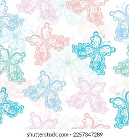 flying multicolored butterflies. Design for use covers, fabric, textile, background and others.