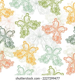 flying multicolored butterflies. Seamless pattern.