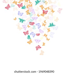 Flying multicolored butterflies. Vector illustration