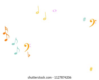 Flying Music Notes Chaos Vector Confetti. Music Symbols Texture Poster Background Elements. Vector Border, Melody Trail, Dancing Party Night or Festival Notes. Decorative Sheets Chaos Effect.