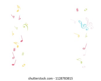 Flying Music Notes Chaos Vector Confetti. Music Symbols Texture Poster Background Elements. Party Night, Festival, Celebration or Concert, Melody Notes Trail. Decorative Sheets Chaos Effect.