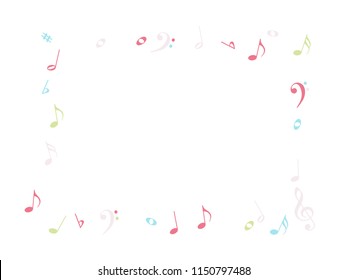 Flying Music Notes Chaos Vector Confetti. Trendy Music Symbols Poster Background Elements. Party Night, Festival, Celebration or Concert, Melody Notes Trail. Decorative Sheets Chaos Texture.