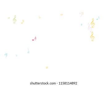 Flying Music Notes Chaos Vector Confetti. Music Symbols Texture Poster Background Elements. Vector Border, Melody Trail, Dancing Party Night or Concert Notes.