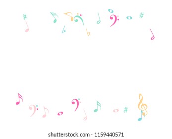 Flying Music Notes Chaos Vector Confetti. Cool Poster Background Elements with Music Symbols. Vector Border, Melody Trail, Dancing Party Night or Concert Notes. Decorative Sheets Chaos Texture.